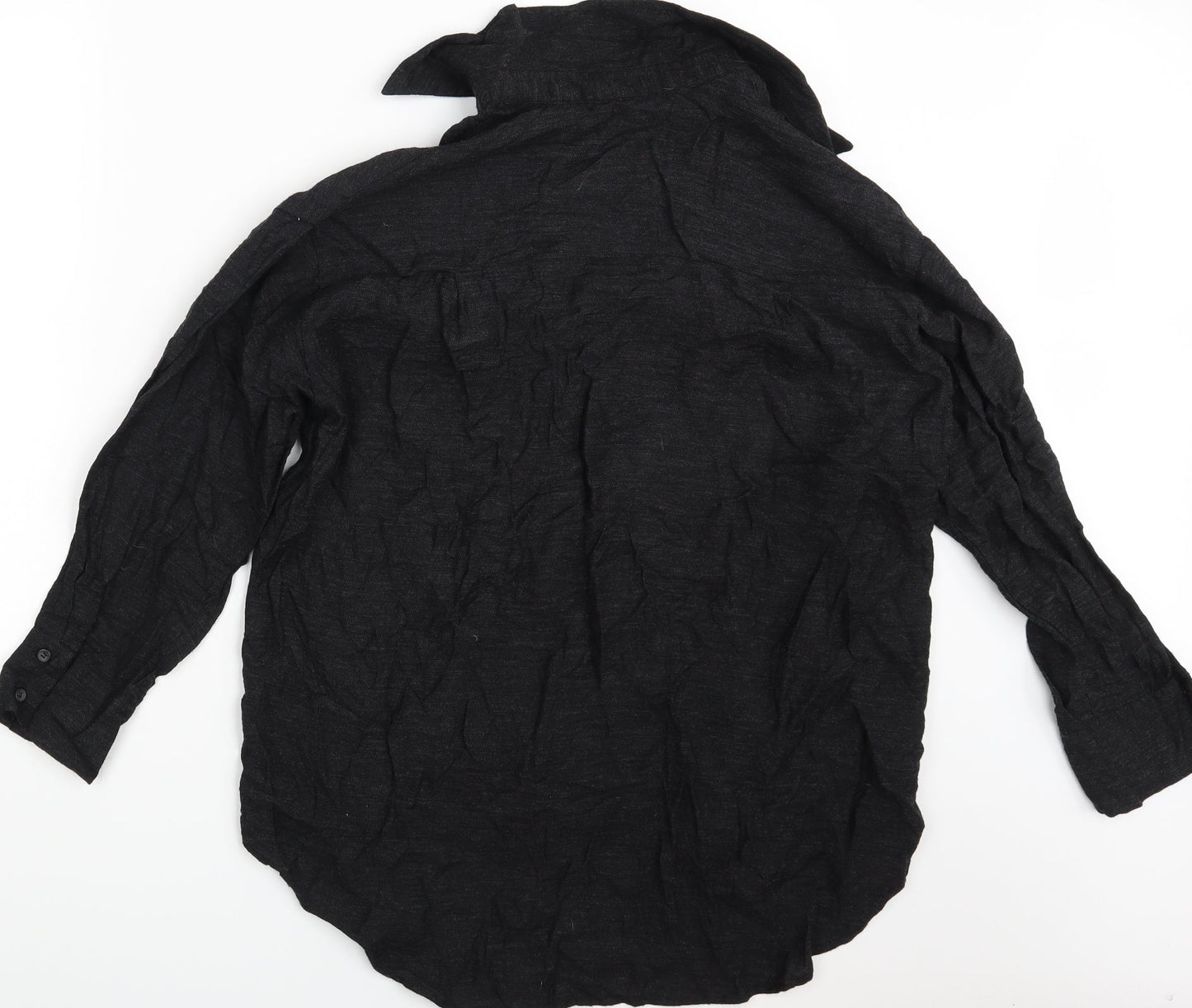 Mens UK Size M Never More Black  Button-Up Long Sleeve Casual Shirt