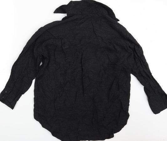 Mens UK Size M Never More Black  Button-Up Long Sleeve Casual Shirt