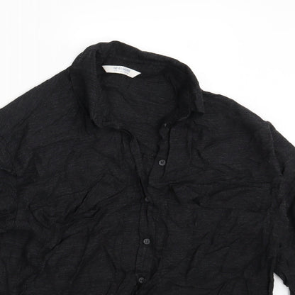 Mens UK Size M Never More Black  Button-Up Long Sleeve Casual Shirt