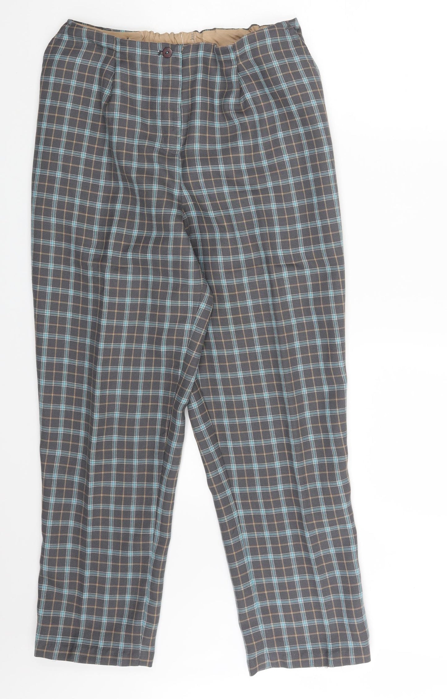 Womens UK Size One Size Preworn Regular Fit Dress Pants Grey Trousers