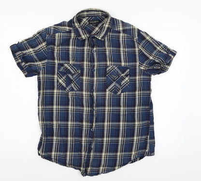 Mens UK Size M Just Jeans Blue  Button-Up Short Sleeve Casual Shirt