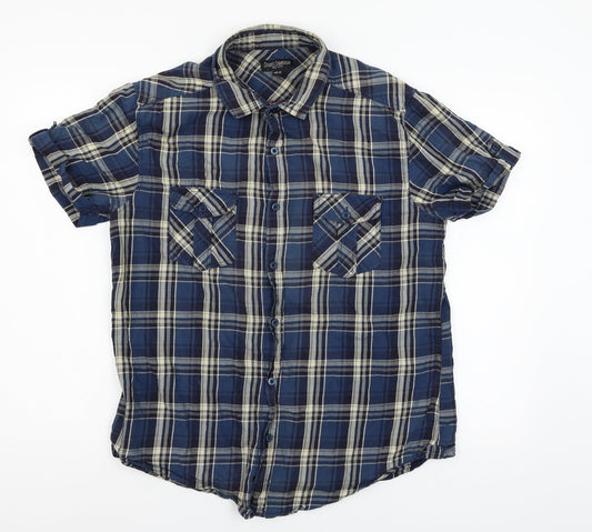 Mens UK Size M Just Jeans Blue  Button-Up Short Sleeve Casual Shirt