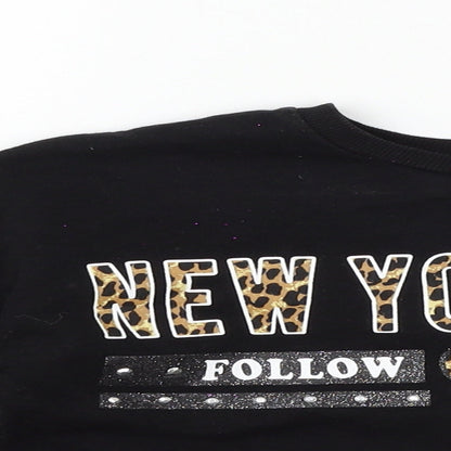 Primark Girls Black  Jersey Pullover Sweatshirt Size 9-10 Years  - New York