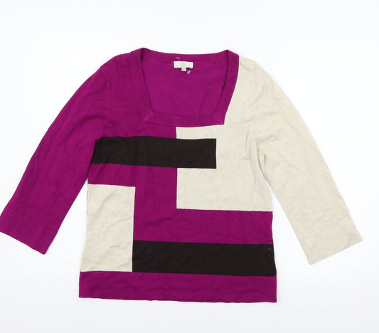 CC Womens Purple Geometric Knit Pullover Jumper Size M