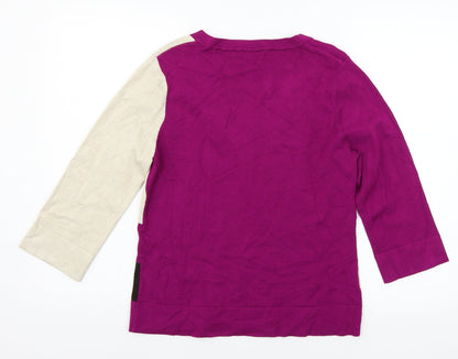CC Womens Purple Geometric Knit Pullover Jumper Size M
