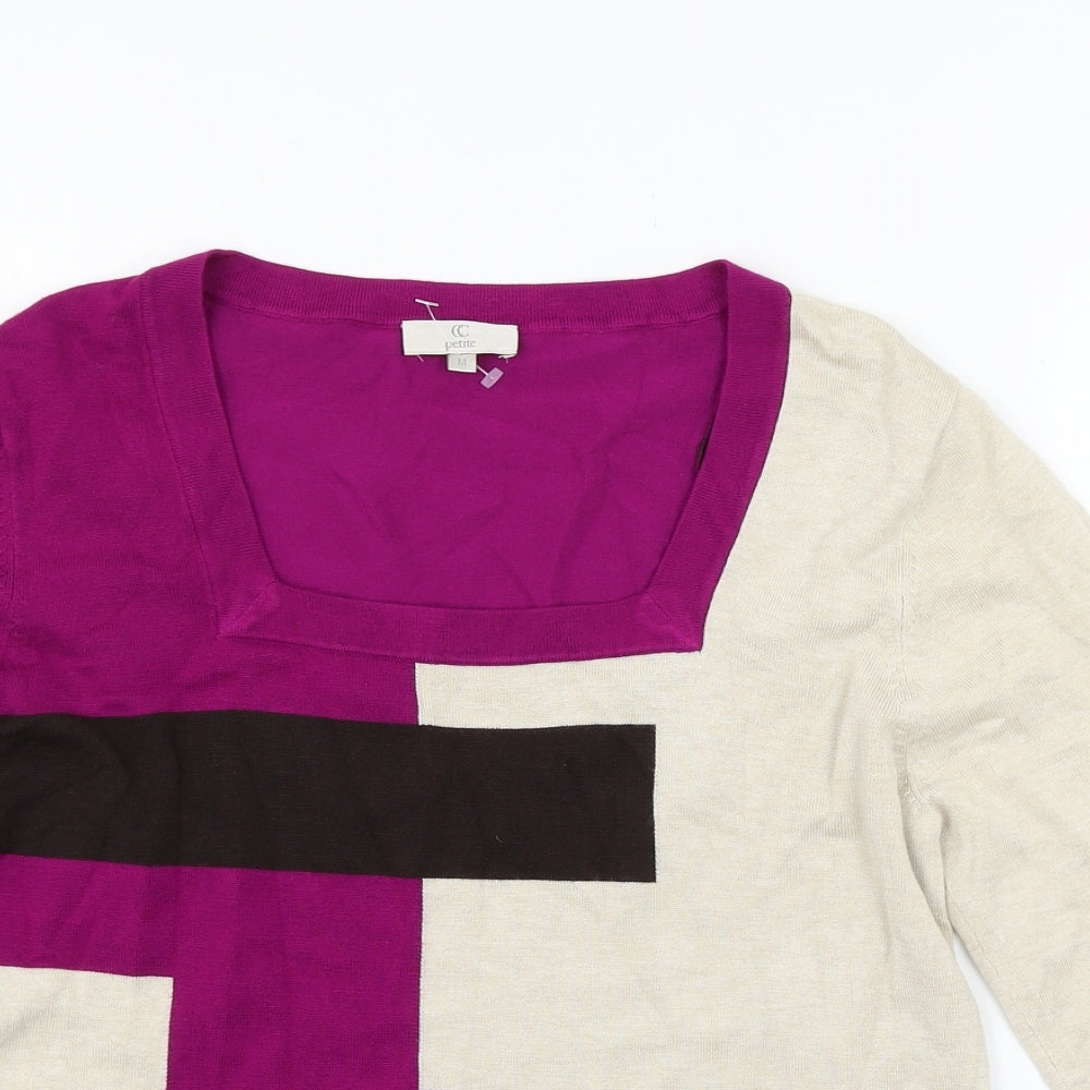 CC Womens Purple Geometric Knit Pullover Jumper Size M
