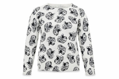 Divided by H&M Womens White Geometric Knit Pullover Jumper Size XS
