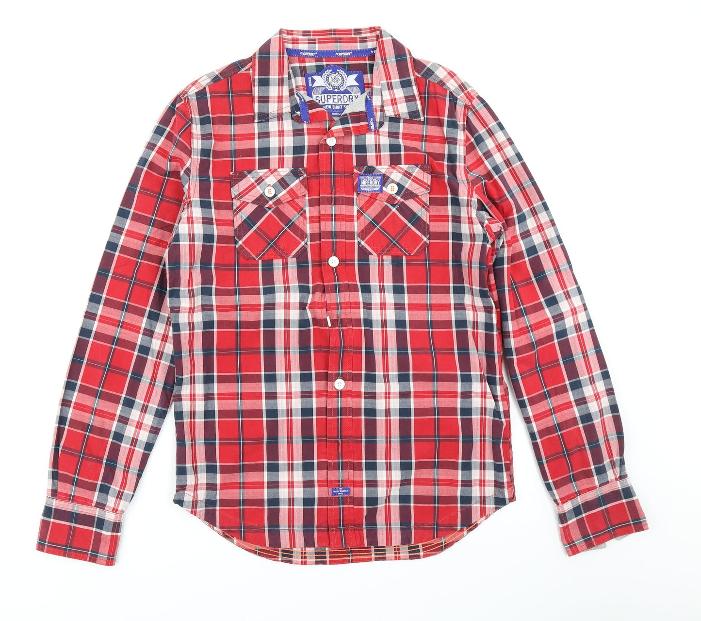 Superdry Mens Red Plaid   Button-Up Size M
