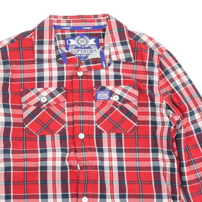 Superdry Mens Red Plaid   Button-Up Size M