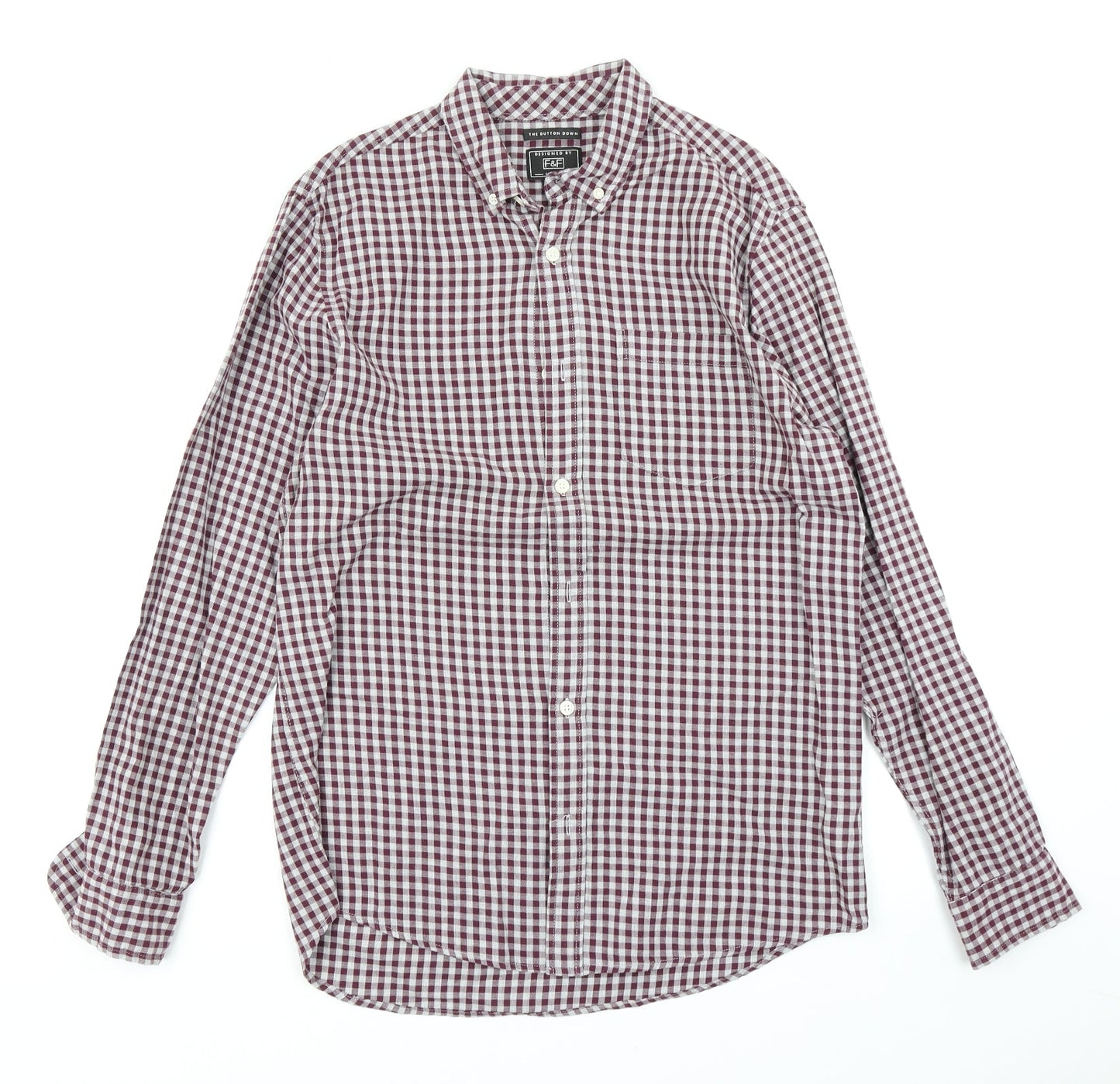 F&F Mens Red Check   Button-Up Size M