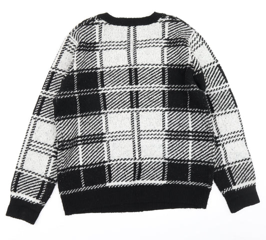 Pep & Co Womens Black Check  Pullover Jumper Size L