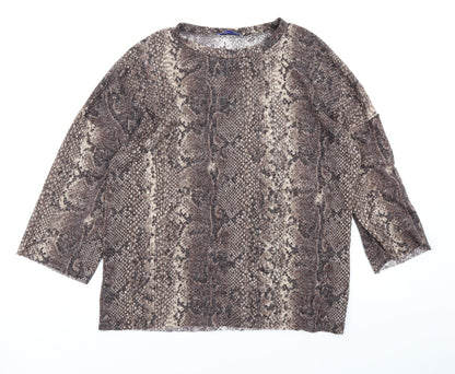 Zara Womens Brown Animal Print  Basic T-Shirt Size S