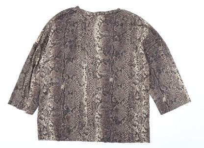 Zara Womens Brown Animal Print  Basic T-Shirt Size S