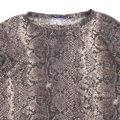 Zara Womens Brown Animal Print  Basic T-Shirt Size S