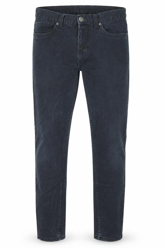 Front view of Denim Co men’s blue denim skinny jeans, size 30, in, 30-inch leg