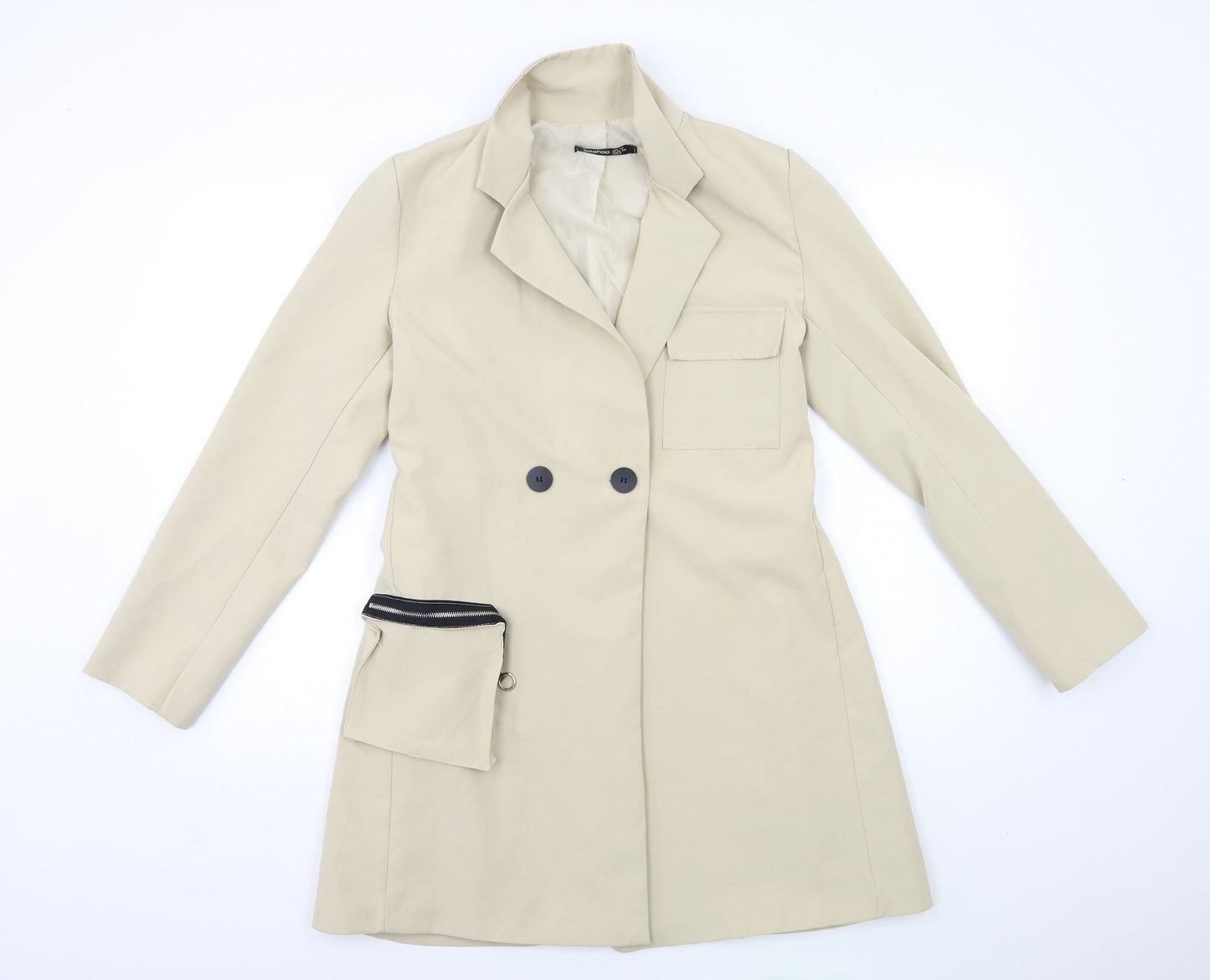 Boohoo Womens Beige   Overcoat Coat Size 10