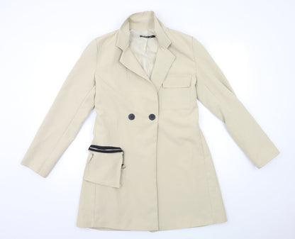 Boohoo Womens Beige   Overcoat Coat Size 10