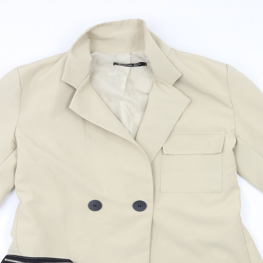 Boohoo Womens Beige   Overcoat Coat Size 10