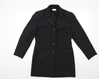 CONTEXT Womens Black Striped  Jacket Suit Jacket Size 12