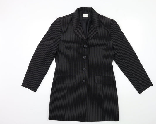 CONTEXT Womens Black Striped  Jacket Suit Jacket Size 12