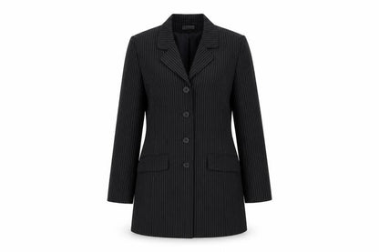 CONTEXT Womens Black Striped  Jacket Suit Jacket Size 12