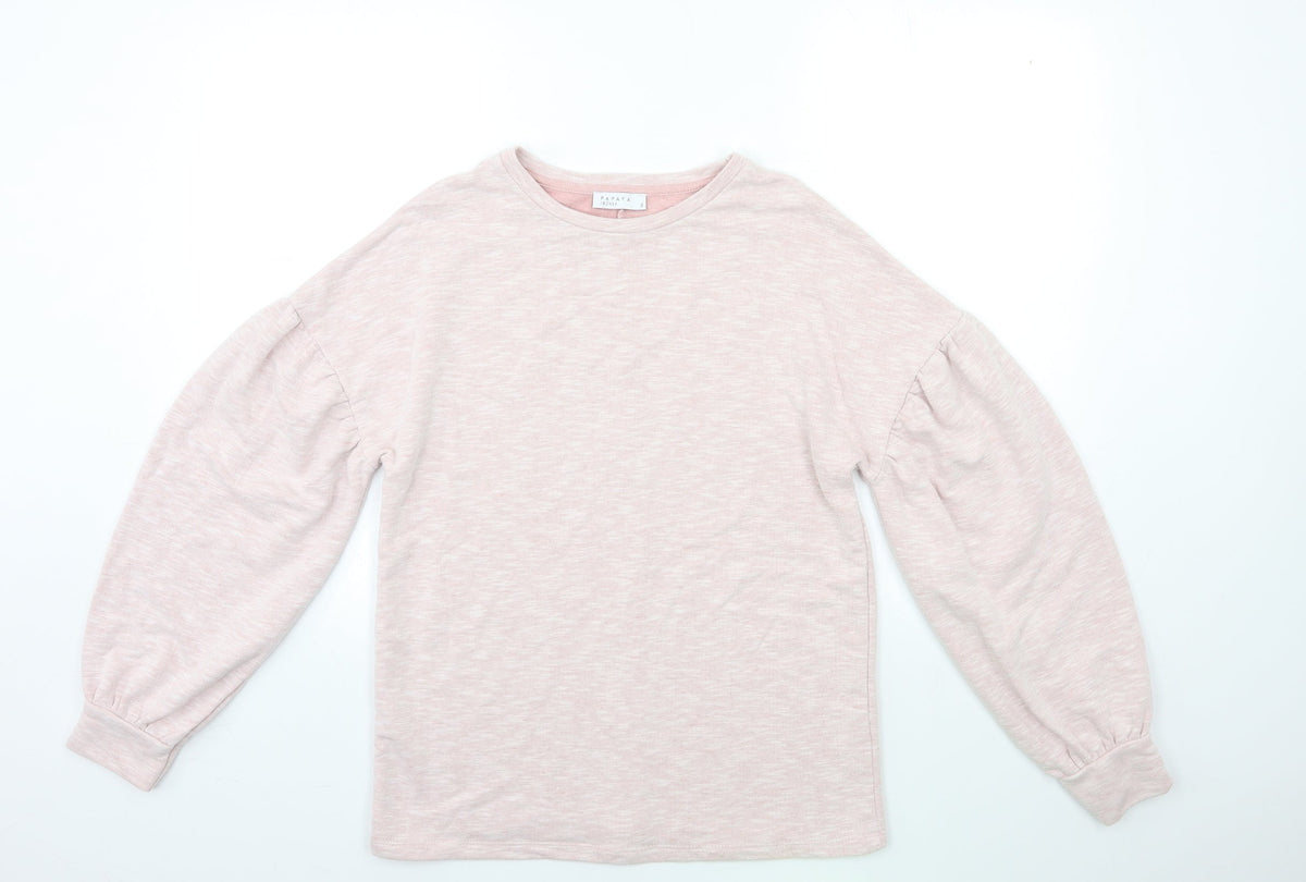 Additional front view of Papaya women’s pink jersey pullover sweatshirt, size S