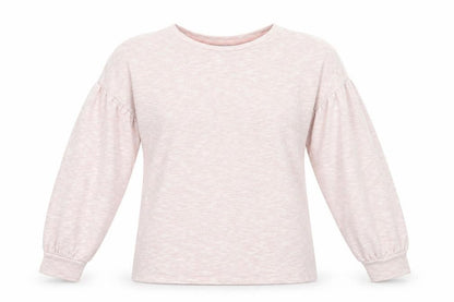 Front view of Papaya women’s pink jersey pullover sweatshirt, size S