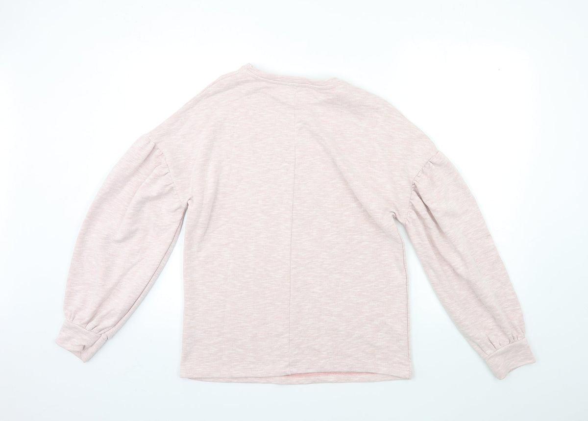 Back view of Papaya women’s pink jersey pullover sweatshirt, size S
