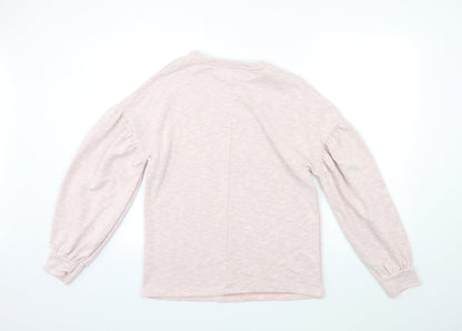 Back view of Papaya women’s pink jersey pullover sweatshirt, size S