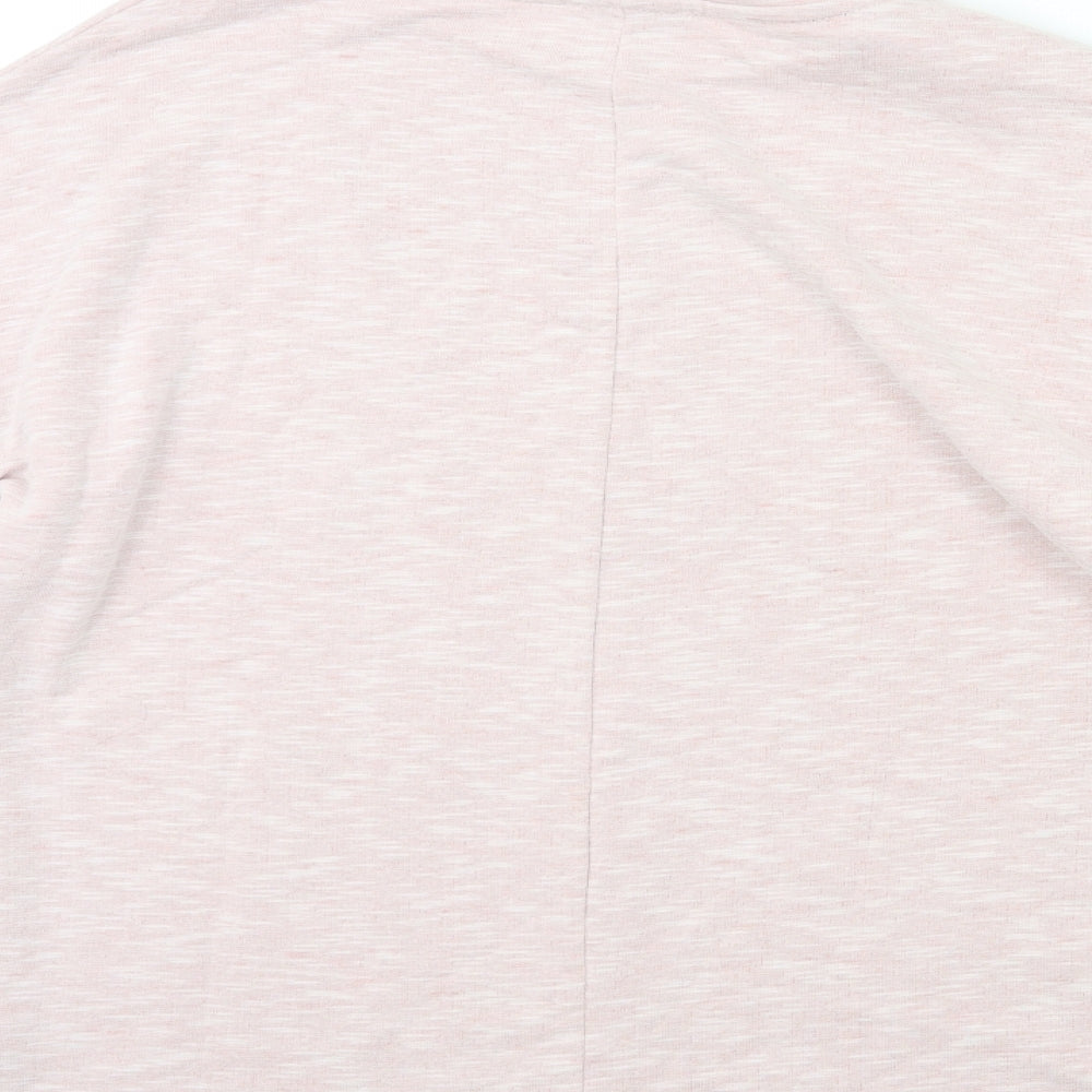 Brand and care label for Papaya women’s pink jersey pullover sweatshirt, size S