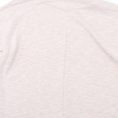Brand and care label for Papaya women’s pink jersey pullover sweatshirt, size S