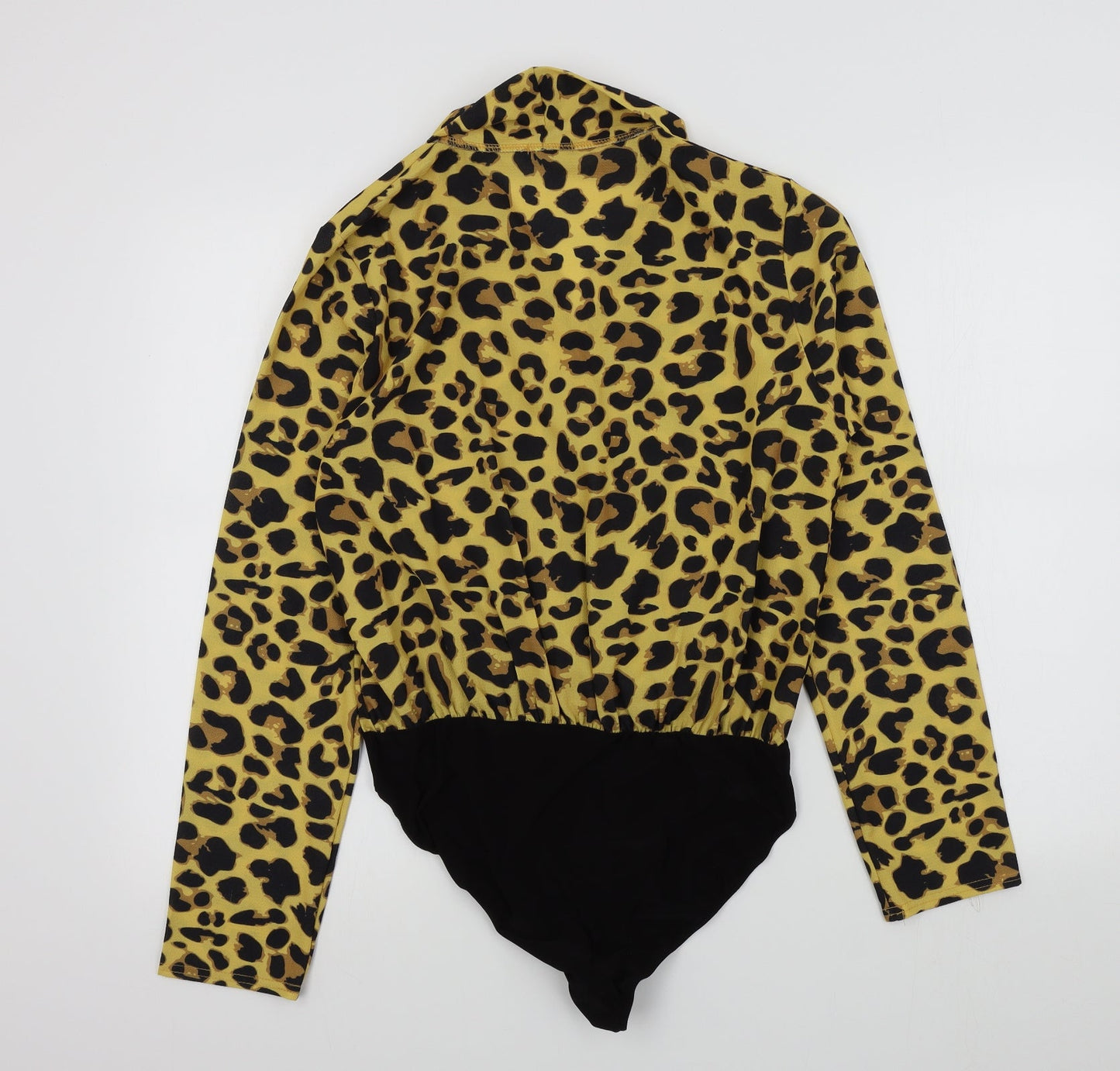 Boohoo Womens Black Animal Print  Bodysuit One-Piece Size 12