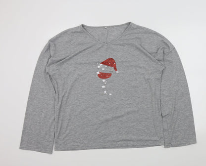 Preworn Womens Grey Solid  Top Pyjama Top Size L  - christmas jumper