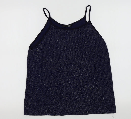 Primark Womens Blue Colourblock  Basic T-Shirt Size 12  - sparkle detail