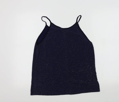 Primark Womens Blue Colourblock  Basic T-Shirt Size 12  - sparkle detail