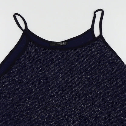 Primark Womens Blue Colourblock  Basic T-Shirt Size 12  - sparkle detail