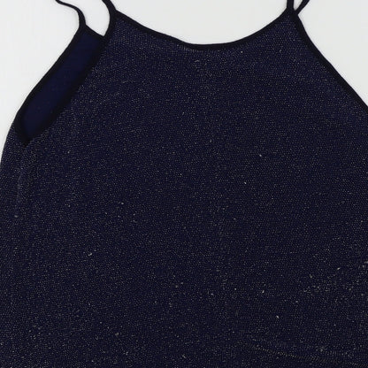 Primark Womens Blue Colourblock  Basic T-Shirt Size 12  - sparkle detail