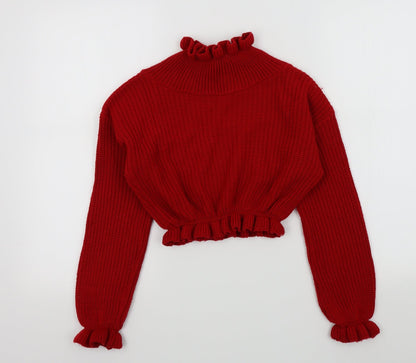 Womens UK Size S Preworn Red Pullover Jumper