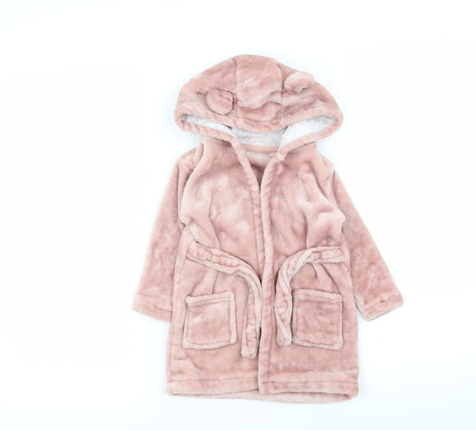 TU Girls Pink Solid  Babydoll Robe Size 9-12 Months