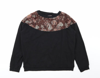 pins and needles Womens Black Floral  Pullover Jumper Size S