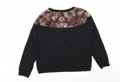 pins and needles Womens Black Floral  Pullover Jumper Size S