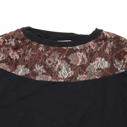 pins and needles Womens Black Floral  Pullover Jumper Size S