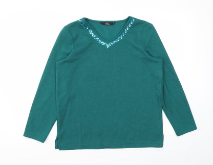 Womens UK Size S BM Green Pullover Jumper
