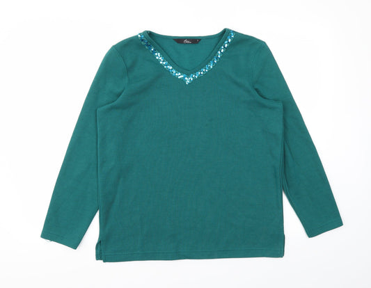 Womens UK Size S BM Green Pullover Jumper