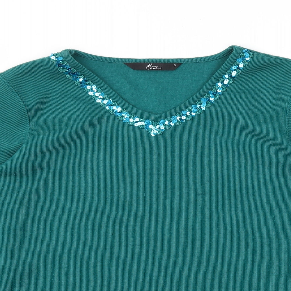 Womens UK Size S BM Green Pullover Jumper