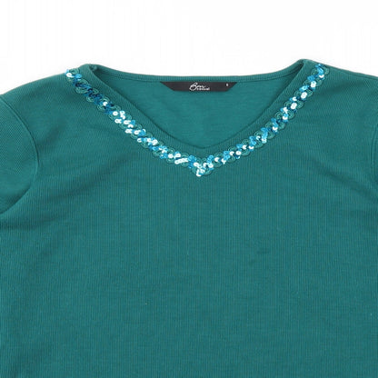 Womens UK Size S BM Green Pullover Jumper