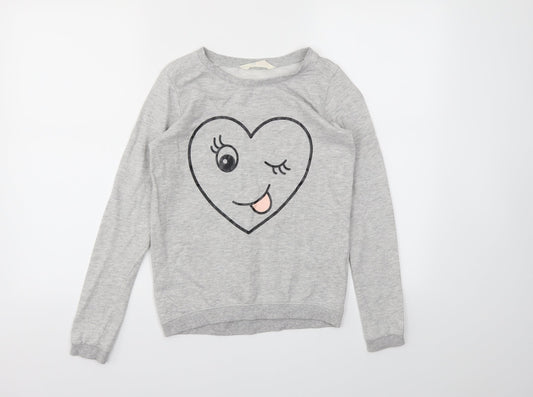 H&M Girls Grey Animal Print  Pullover Jumper Size 11-12 Years