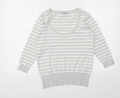 Republic Womens Grey Striped  Pullover Jumper Size 14