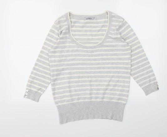 Republic Womens Grey Striped  Pullover Jumper Size 14
