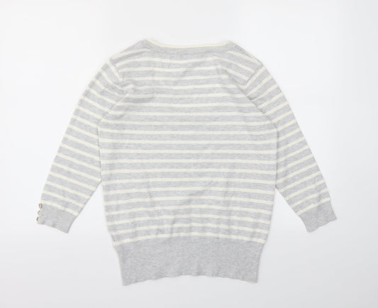 Republic Womens Grey Striped  Pullover Jumper Size 14